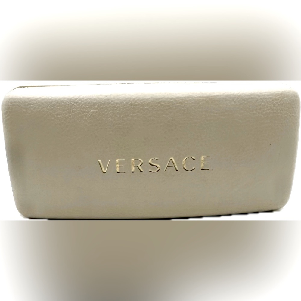 Versace Hard Sunglass Case-White Leather& Black Interior Very Good Preowned Cond